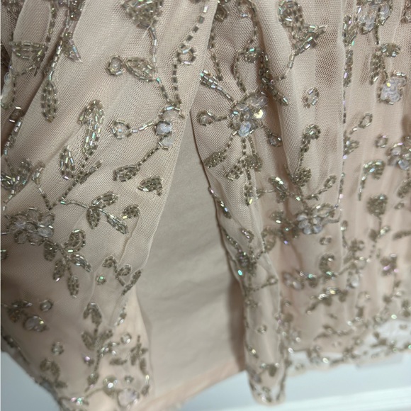 Mac Duggal Porcelain Sheath Floral Motiff Banded Empire Waist Dress Size 10 NEW - Picture 6 of 10